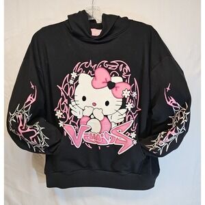Rare Drop Dead/Sanrio Hello Kitty Angel Slayer Hoodie Size L pink sleeve graphic